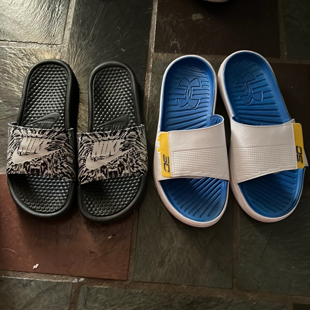 Nike and Under Armour slides two for the price of one both in great condition!